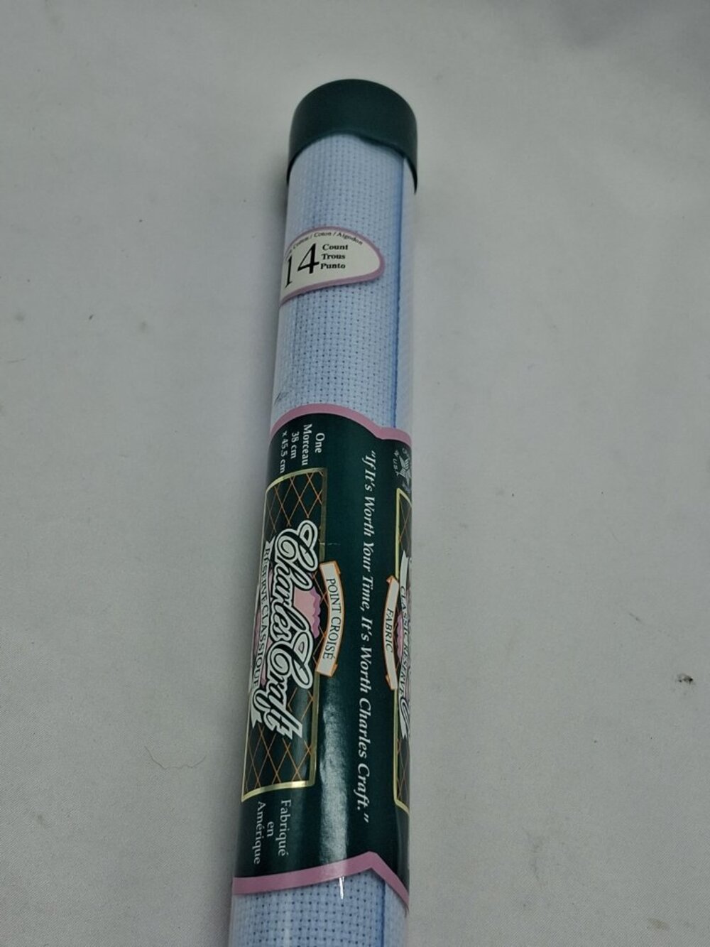 CROSS STITCH Fabric by CHARLES CRAFT  14 Count 15 in x 18 in LIGHT BLUE